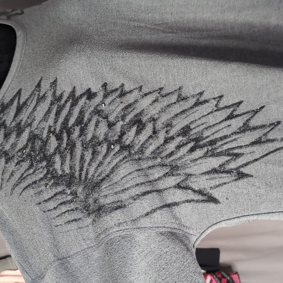 3X Rock & Republic bling wing design soft l/s gray sweatshirt-EUC - Picture 4 of 12